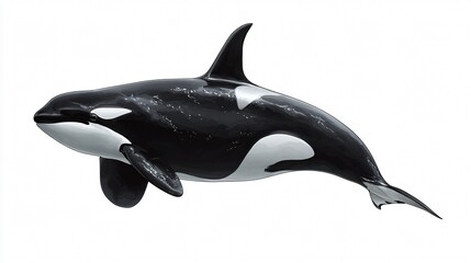 Obraz premium Majestic Killer Whale Swimming on White Isolated Background