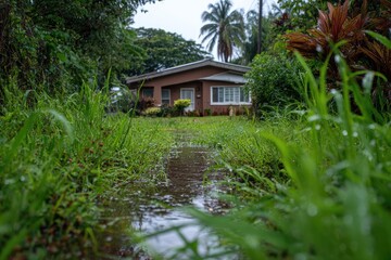 Fototapeta premium Rainy Alleyway to a House