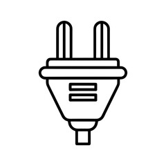 Simple outline icon of electric plug vector illustration
