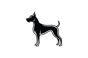 Fototapeta premium Elegant Great Dane Dog Breed Illustration in Black and White Silhouette Style