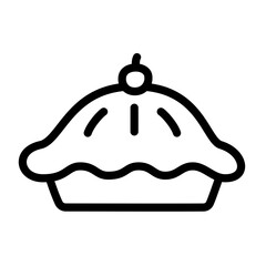 Whole pie with cherry on top. Pie icon vector illustration.