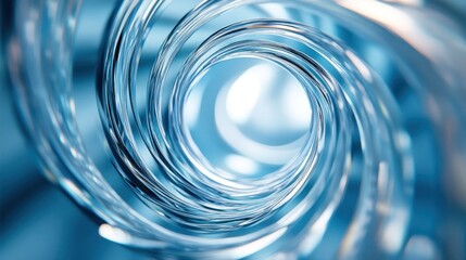 Soft blue wire spiral in abstract composition, digital art theme