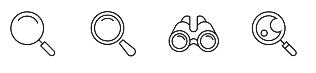 Search and Zoom Magnifier Icon Collection - Outline, Filled, and Flat Design