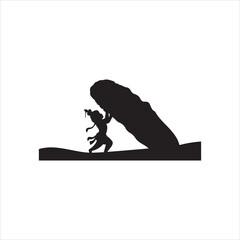 Obraz premium Sri-krishna-lifting-govardhan-mountain-mytho--silhouette-vector