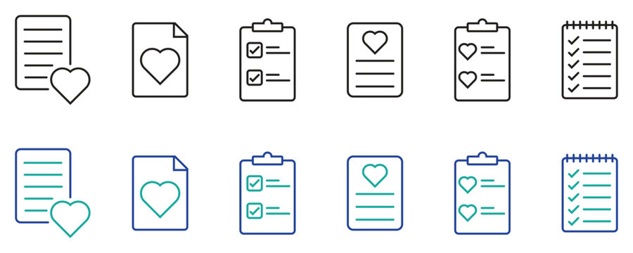 Flat vector symbols for favorite products, saved lists, and online shopping bookmarks.