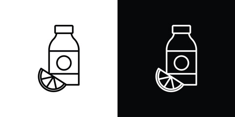 Juice bottle icon in line shapes, thin line design vector illustration