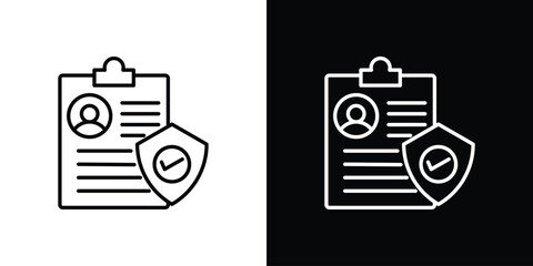 Insurance policy icon in line shapes, thin line design vector illustration