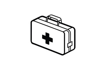 Fototapeta premium First Aid Kit Illustration with Medical Cross Symbol in a Clean Silhouette Style silhouette