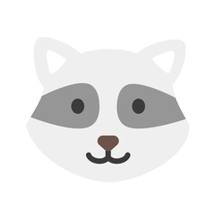 Flat icon of a cute raccoon with signature dark eye mask. Great for woodland themes, autumn creatures, or cozy camp visuals.