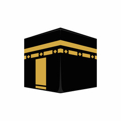 Kaaba illustration black and gold design showcasing Islamic holy site in Mecca for religious designs and cultural projects