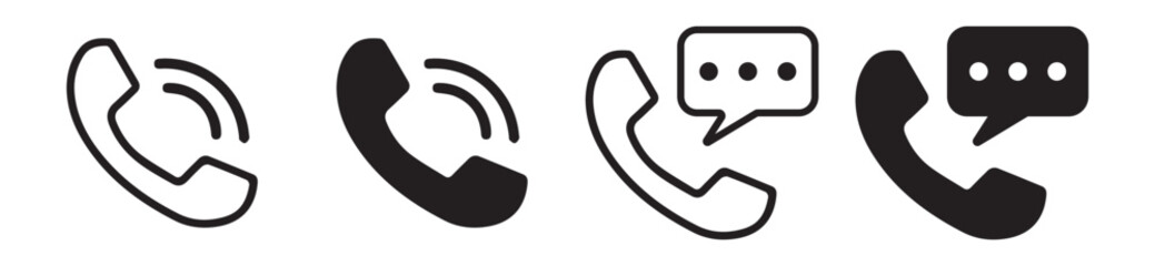 Minimalist phone symbol collection for call, message, and customer service themes. Ideal for web, app, and business design.