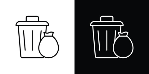 Garbage icon in line shapes, thin line design vector illustration