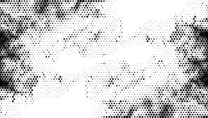 Black and white abstract halftone pattern with hexagon shape for sporty and modern background. Vector Format Illustration 