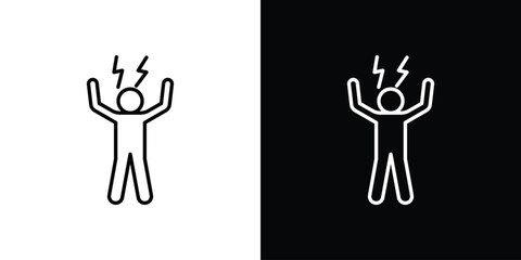 Energized human icon in line shapes, thin line design vector illustration