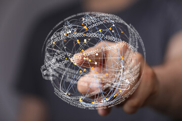 Abstract image of a digital network globe with data streams and connections.