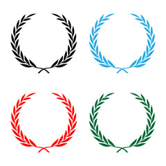 Colorful Laurel Wreath Vector Set Black Red Blue Green Award Emblems.