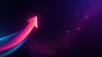 Futuristic Digital Growth Arrow Representing Financial Success and Technological Advancement neon, arrow, growth, finance, glowing, digital