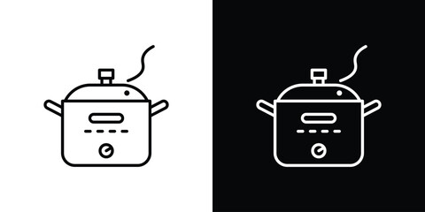 Crock pot icon in line shapes, thin line design vector illustration