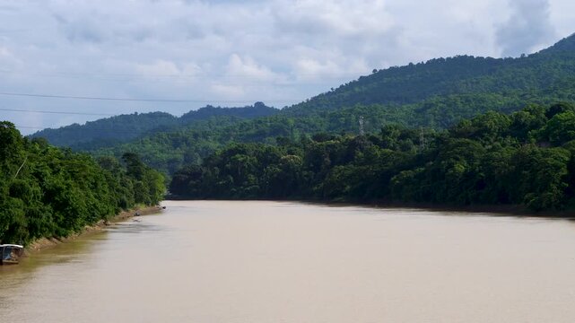 Shot of Kolong river in Chandrapur Guwahati Assam during summer season