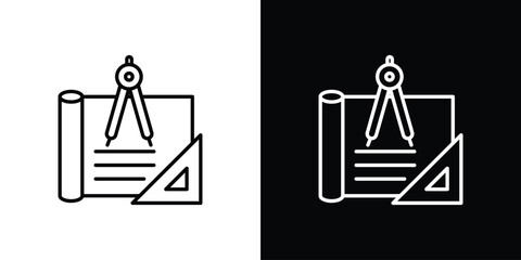 Construction plan in line shapes, thin line design vector illustration