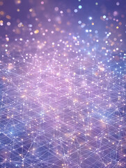 AI Generated Abstract Purple Network Grid with Glowing Data Particles