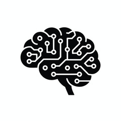 Vector illustration of Circuit Brain: Artificial Intelligence Icon, Neural Network Graphic