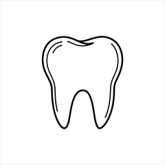 Simple black outline of a human molar tooth on white background dental dentistry
