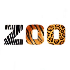 Zoo word from fur alphabet isolated on white background 