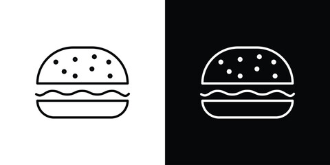 Cheese burger icon in line shapes, thin line design vector illustration