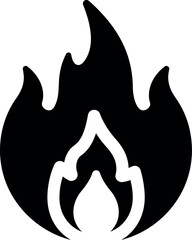 Black flame icon fire symbol heat energy graphic