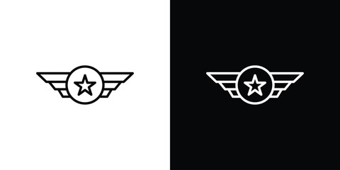 Air force icon in line shapes, thin line design vector illustration