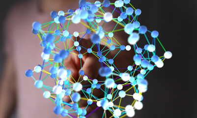 Futuristic technology concept.  Abstract network connection visualization. Digital data.