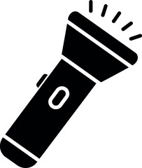 Black flashlight icon portable light source