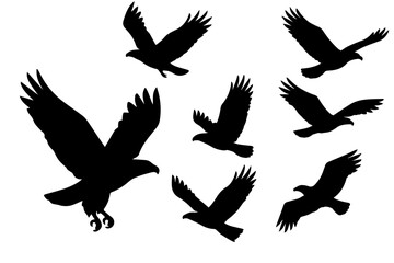 eagle flying group silhoutte
