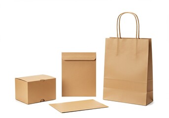 Eco-Friendly Packaging Mockup: Kraft Paper Bag, Box, and Envelopes for Branding and Design