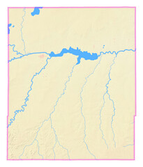 Map of the County Bent (Colorado, US) showing the isolated County with relief representation. No Lables.