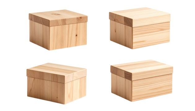 Variety of wooden boxes, exploring diverse shapes and rustic textures for storage decor