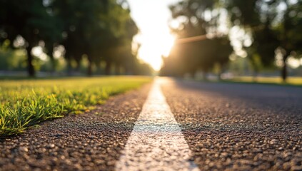 Park path at sunset