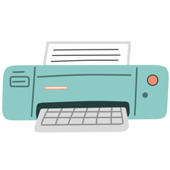 Office printer in teal tone, illustrating document printing, paperwork, or business equipment.