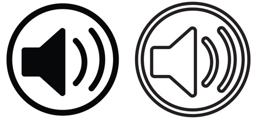 Volume and Audio Icon Set – Vector Symbols of Speaker, Sound, Mute, and Loudspeaker