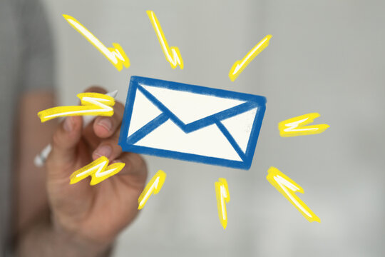 Bright, hand-drawn email icon image. Perfect for communication, marketing, and technology concepts. - Powered by Adobe