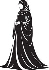 Naklejka premium Graceful Abaya Silhouette – Vector Icon of a Modern Muslim Woman in Stylish Attire