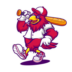 Cool Cardinal Baseball Player Mascot