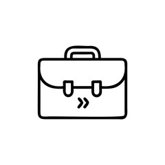 Outline briefcase icon with double arrow symbol luggage business