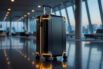 Next Trip &ndash; Futuristic Suitcase on Glossy Ground.