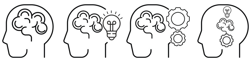 Mental Process and Decision-Making Icons – Brainstorming, Strategy, and Solutions