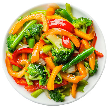 Colorful Stir-Fried Vegetables in a White Bowl