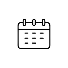 Outline icon a calendar with three rings horizontal lines symbol date