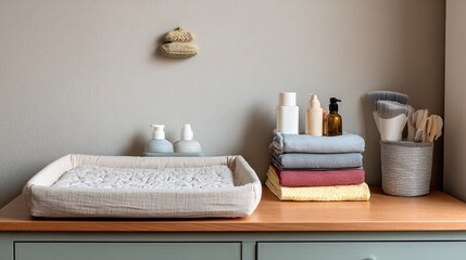 Baby changing station with natural tones