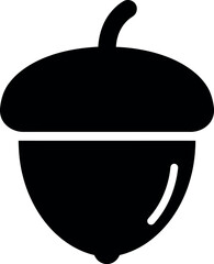 Black acorn icon autumn seed symbol